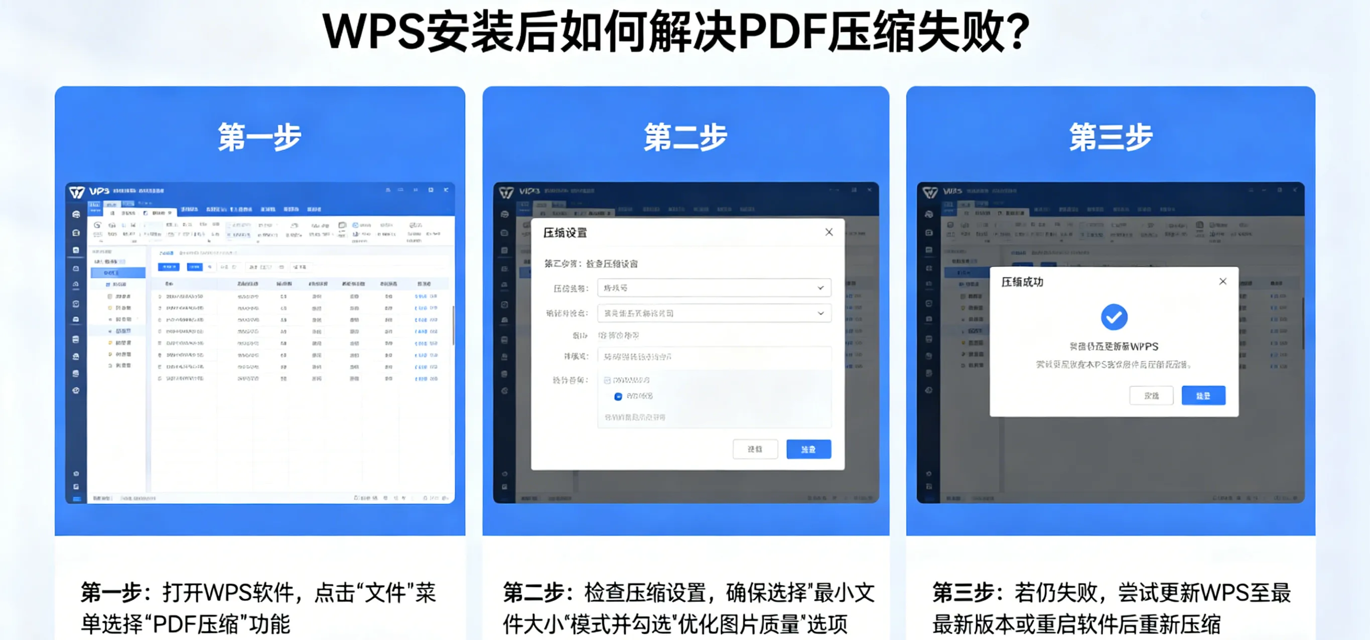 WPS 安装后如何解决 PDF 压缩失败?