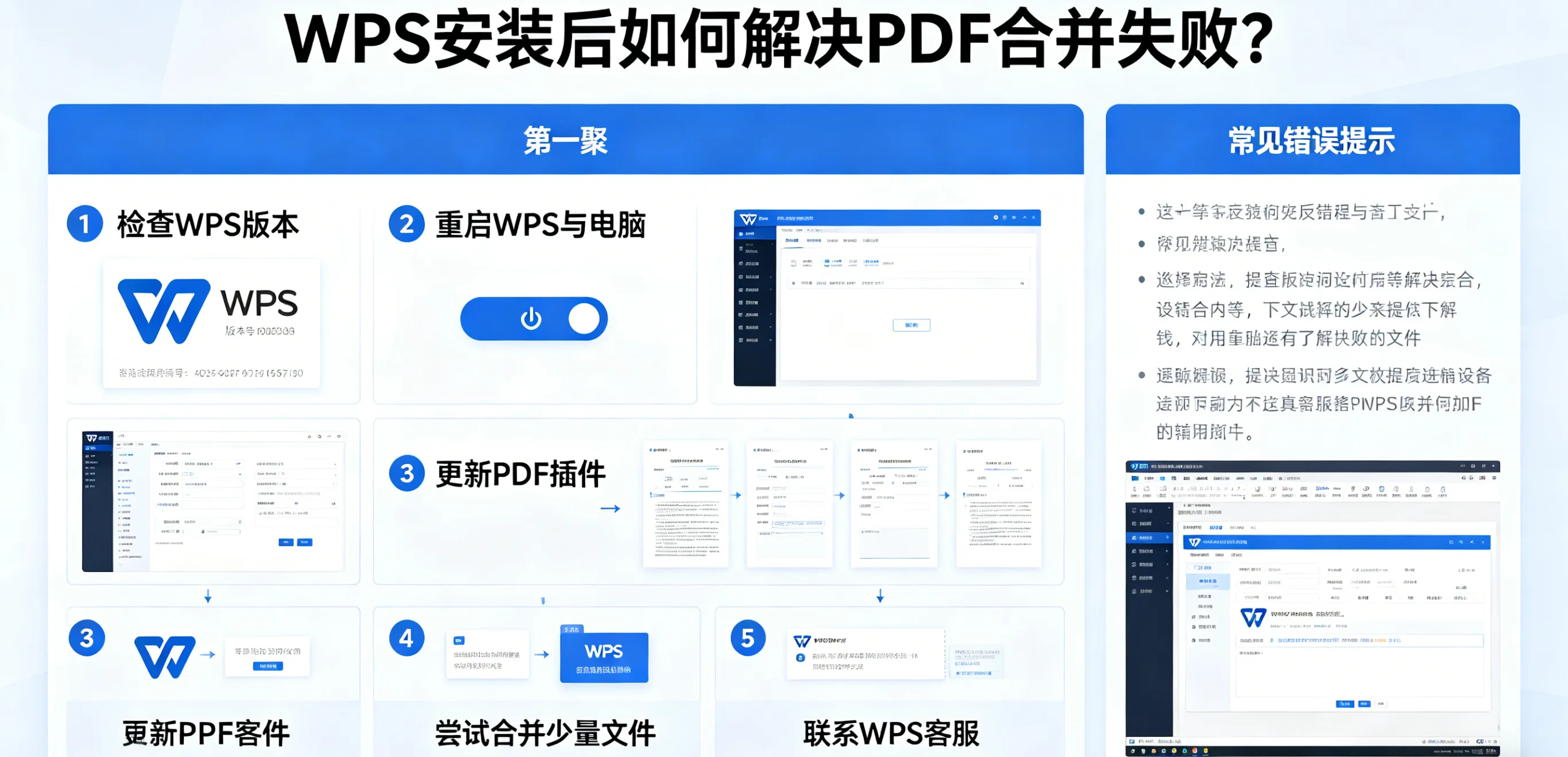 WPS 安装后如何解决 PDF 合并失败？